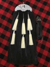 Scottish Kilt Sporran Pferd Haar schwarz Distel Cantle Chrom/Piper Kilt Sporrans