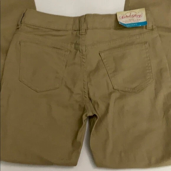 Pantalones de mezclilla descolgados Glory para niñas talla 12S beige pierna ajustados tiro medio cadera y muslo  Foto 3 de 4