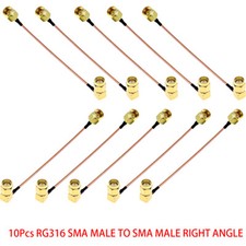 10X SMA male to SMA male Right Angle Connector Lot RF coax coaxial cable RG316