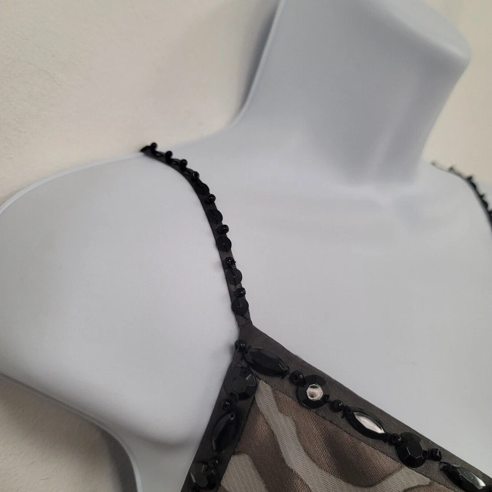 Top Babydoll Vintage Nicole Miller Mujer Y2K Talla 10 Gris Indie Fiesta Artística Foto 2 de 4