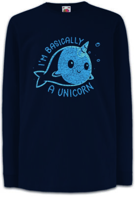 I'm Basically A Unicorn Kinder Langarm T-Shirt Whale Narwahl Fun Horn Rainbow