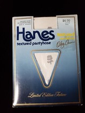1985 TEXTURED HANES OLEG CASSINI RAMBLING ROSE SILVER SANDLEFOOT PANTYHOSE SZ A