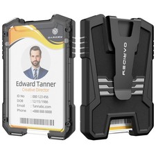 Heavy Duty Leather ID Badge Holder Portable Wallet with Clip for Cards  Cash