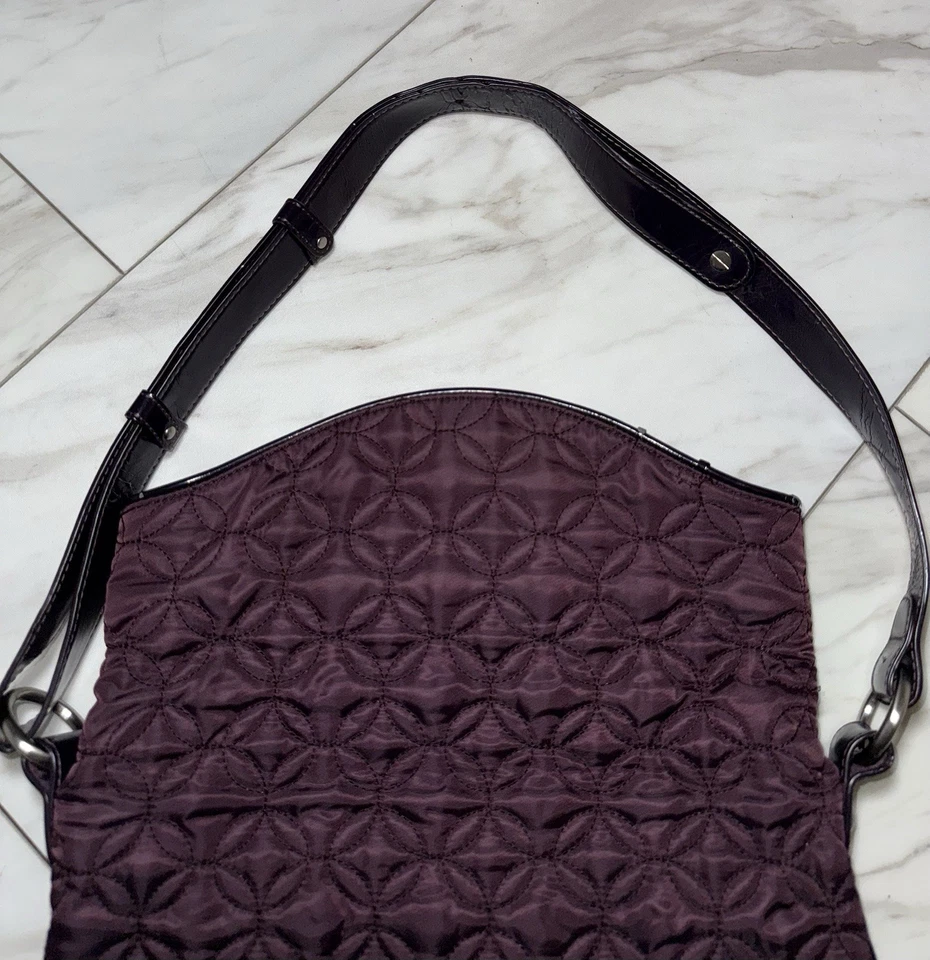 Vera Bradley Classic Shoulder Cross Body Bag Purple Quilted Fabric Purse Satchel - Image 3 of 4