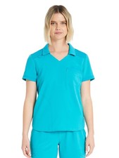 Scrubstar Women's Antimicrobial Collar Scrub Top XS Aqua