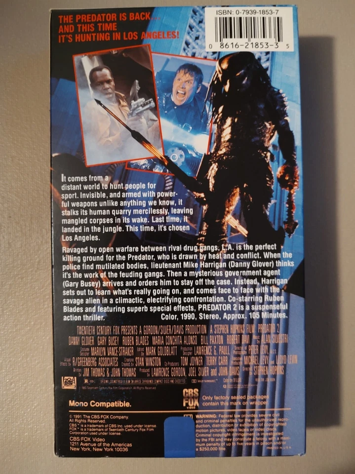 Predator 2 (VHS, 1990) - Image 2 of 3