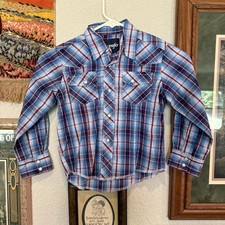 Vintage 90s Wrangler Striped Aztec Pearl Snap Shirt Size Kids Medium