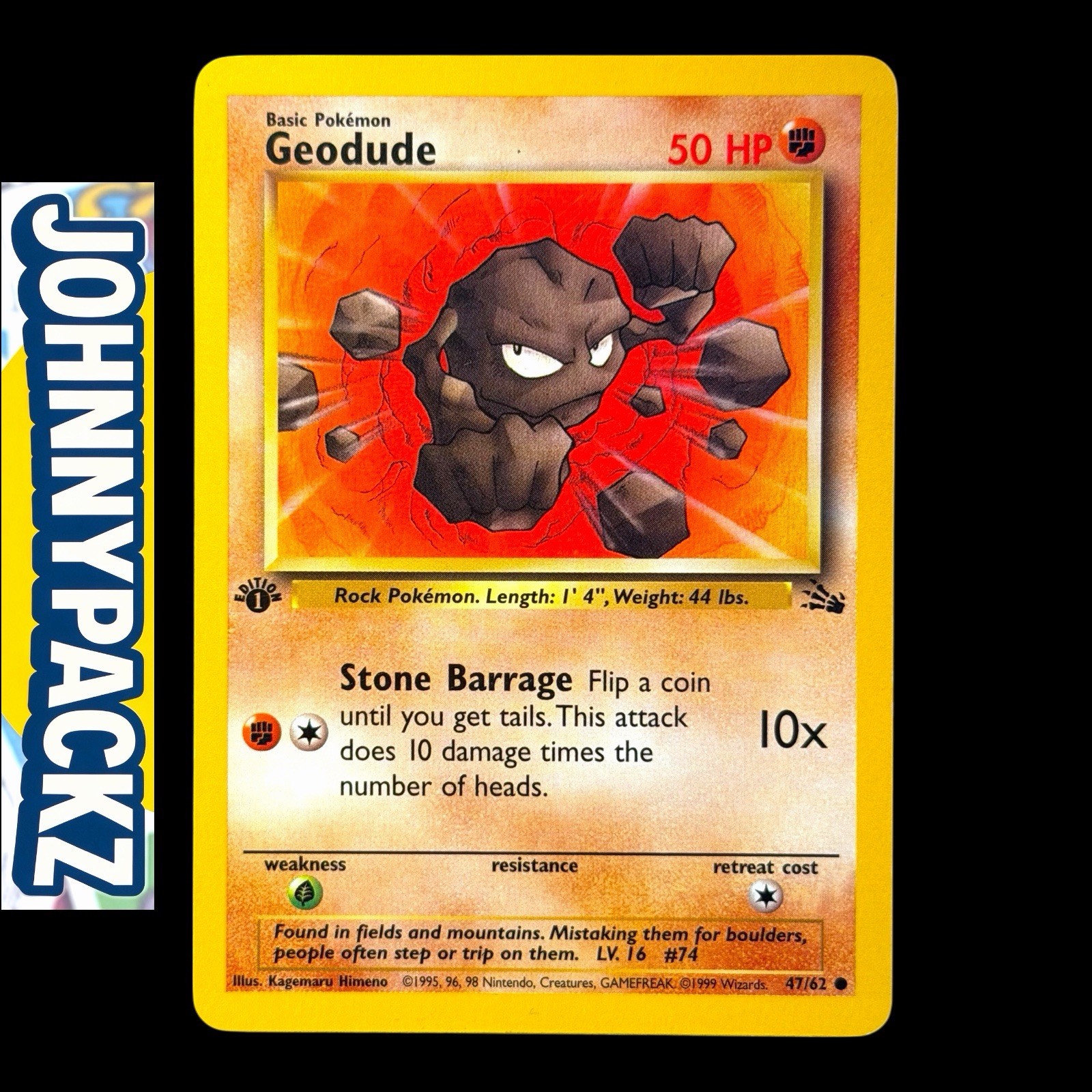 Pokemon TCG - Geodude 47/62 - 1st Edition - Vintage Card - Fossil (NM)