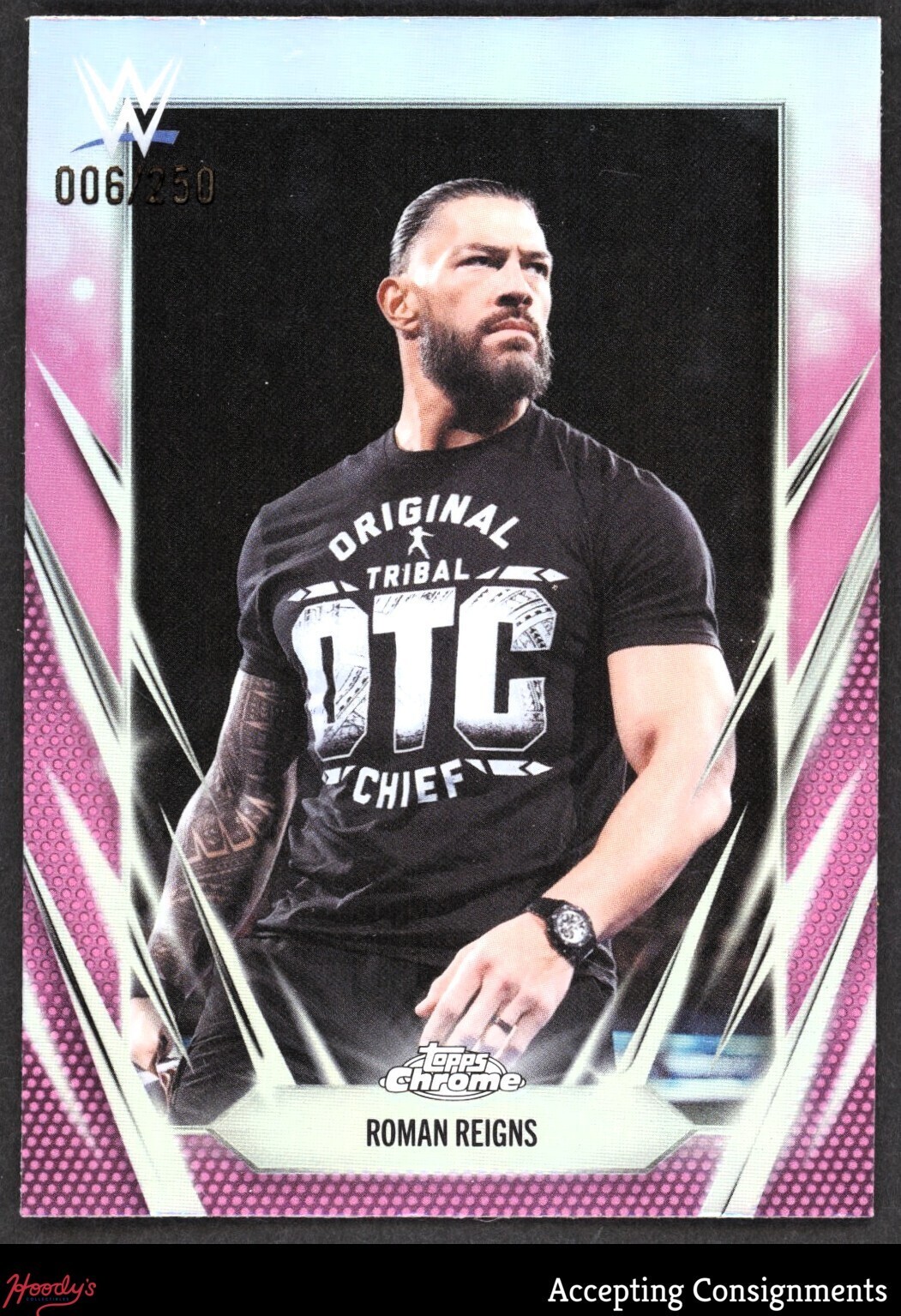 2026 Topps Chrome WWE Pink Refractor #18 Roman Reigns 6/250