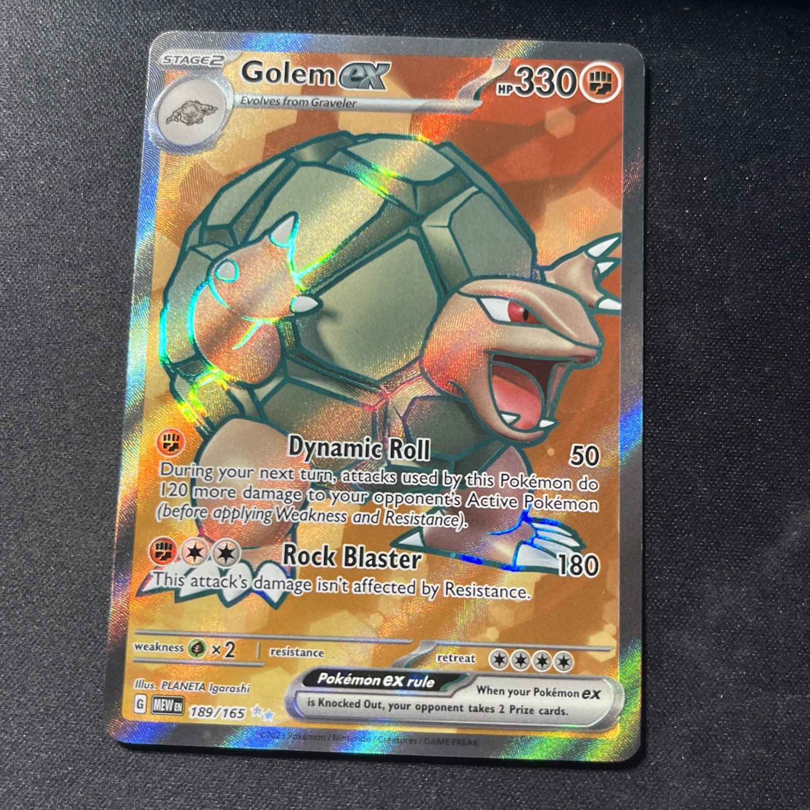 LP+/NM- Pokémon Golem ex Ultra Rare Full Art Holo 189/165 English