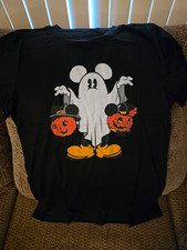 Disney Mickey Mouse Halloween Ghost Graphic T-Shirt Adult Black