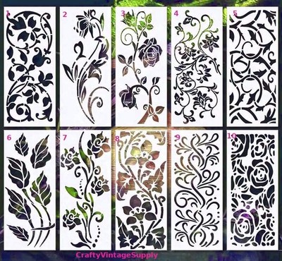 Trumpet vine morning glory stalks stems leaves flowers stencils YOU CHOOSE Z43