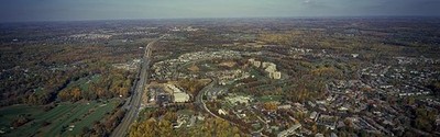Photo:Aerial View Panorama 1980s-2000s Landscape City Suburb Roads