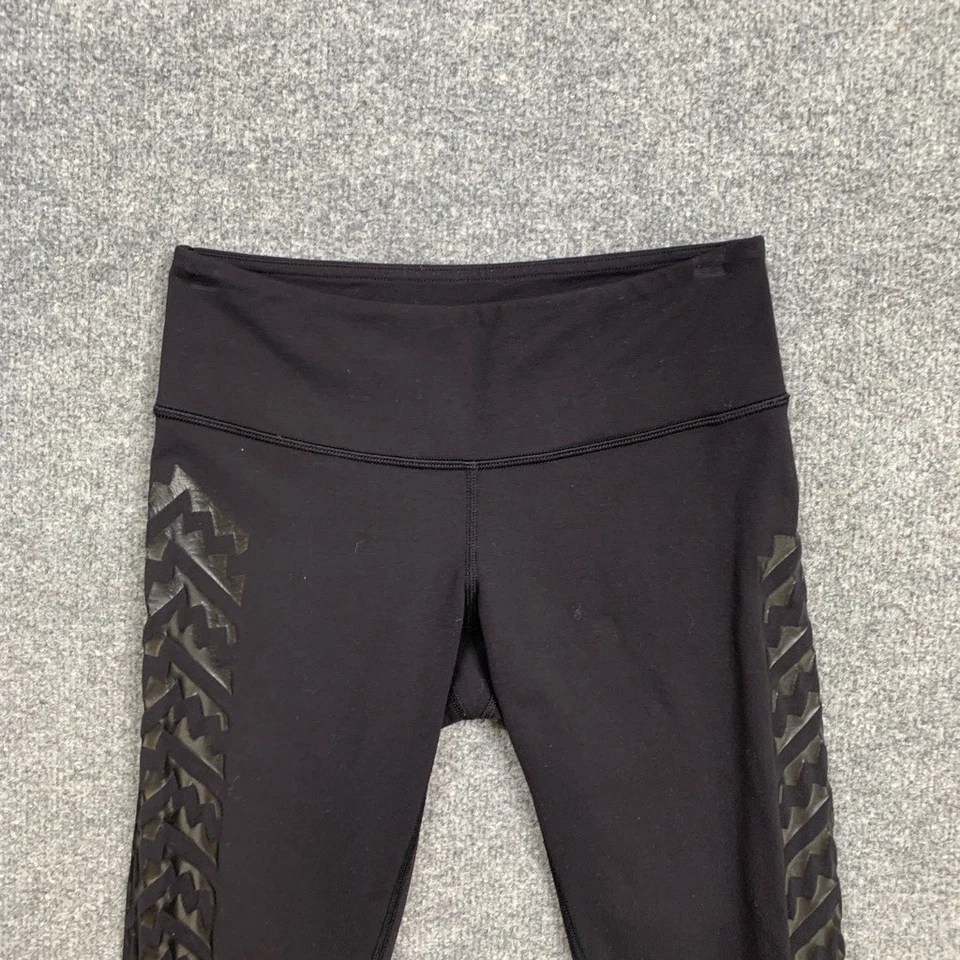 Leggings Lululemon Mujer 4 Negro Wunder Bajo Estampado Azteca Imitación Cuero Panel Foto 3 de 4