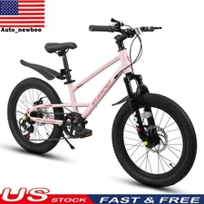 20" Kids Mountain Bike 7-Speed W/Front Suspension for Ages 5-10(48-55" Tall) US