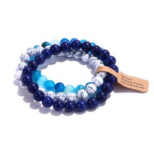 3PCS Healing Crystal Gemstone Bracelet for Women Men Jewelry Set