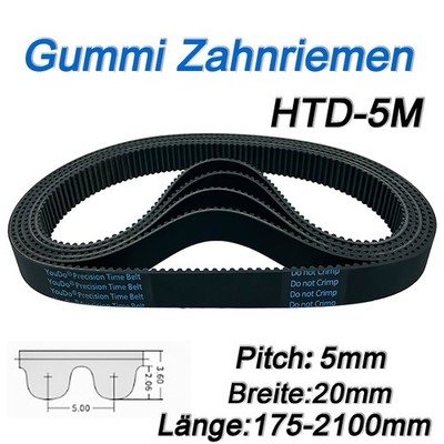 Zahnriemen HTD-5M Geschlossen Breite 20mm Riemen CNC Antriebsriemen Closed Belt