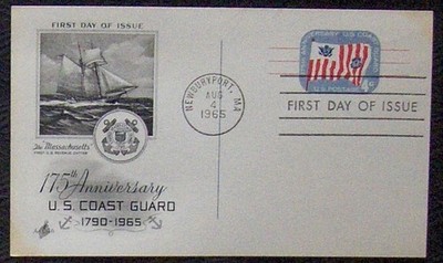 US FDC COAST GUARD 140TH ANNIVERSARY card 1965 Art Craft.