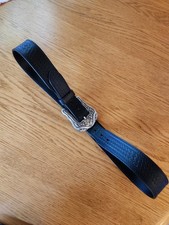 Western Cowboy Black Tooled Leather Belt Size 42