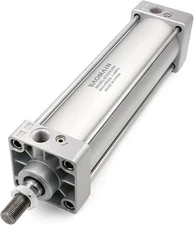 Baomain SC 63x200 Pneumatic Cylinder, 2-1/2" Bore, 8" Stroke, 3/8" PT, Silver 