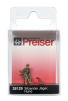 Preiser 28129 Sitzender JäGer, Hund Spur H0 1:87
