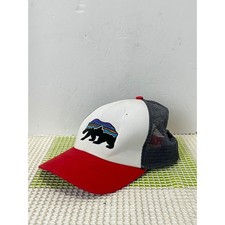 Patagonia Fitz Roy Bear Trucker Hat Men's Red White Blue Mesh Snapback Cap GOOD