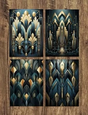 Set Of 4 Art Deco Style A3 Unframed Art Prints Posters