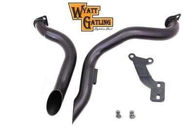 Black Wyatt Gatling Down Draft Drag Pipes for Harley-Davidson