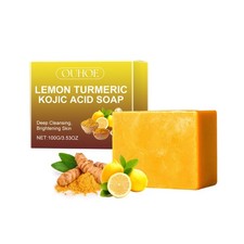 Turmeric  Kojic Acid Face Soap, Lemon Brightening Bar for Dark Spots Acne