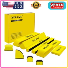 VOLSIVE 7pcs Hand Sanding Block Set Hook & Loop Pads for Auto Body Polishing Yel