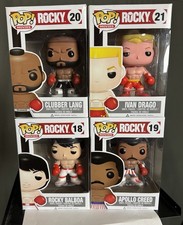 Funko Pop Set Rocky Balboa, Clubber Lang, Ivan Drago, Apollo Creed Vaulted, Rare