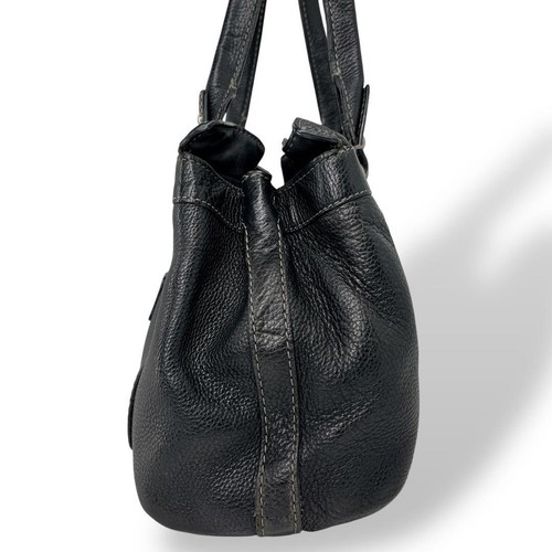 COACH Black Leather Tote Shoulder Embossed Logo Hand Bag DDP USA Shipping 4296 - Bild 4 von 7