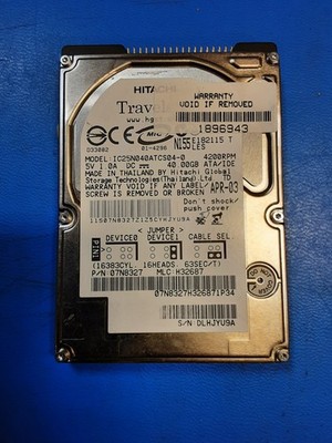 IBM Hitachi IC25N040ATCS04-0 07N8327 40GB 4200 RPM 2.5'' 9.5mm 2MB ATA HDD Drive