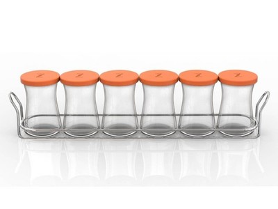 Set 6 Gewürzbehälter Zest Mit Orangefarbenem Deckel Cc 160 Orange Pasabahce