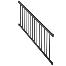 6 Ft. Aluminum Deck Railing Stair Kit with Pickets in Matte Black for 36 In. Hig