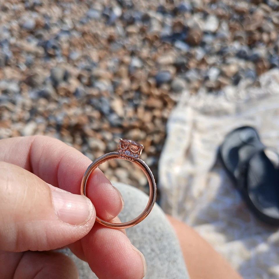 Genuine Pandora ROSE Gold Pink Sparkling Crown Solitaire CZ Ring 188289 Size S - image 4 of 4