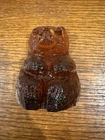 Amber Glass Blenko Bear Figurine Paperweight 80s 90s Label