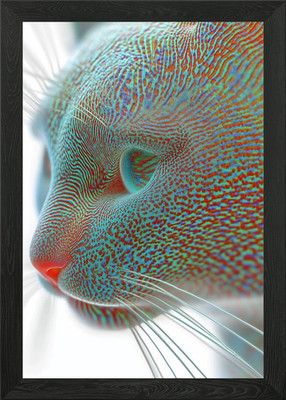 Katze Portrait in Glitch Kunst Gerahmtes Wandbild Poster Leinwanddruck Bild