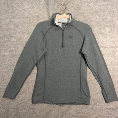 66° North Iceland Vik 1/4 Zip Pullover Womens Sz L Green Fleece Lined Stretch