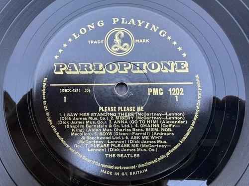 Beatles LP Please Please Me Black + Gold Mono Dick James XEX 421/422 1N MT Ex