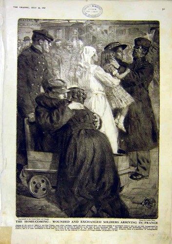 Original Old Vintage Print Wounded Exchanged Siers France Home-Coming War 1917
