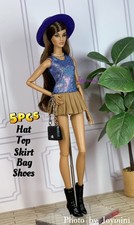 5PCS For Fashion Royalty Integrity Poppy Parker NuFace Doll Outfit Shoes Bag 1/6