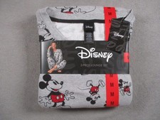 Disney Lounge Set Womens Medium Gray Mickey Mouse 2 Piece Pajama Sleepwear