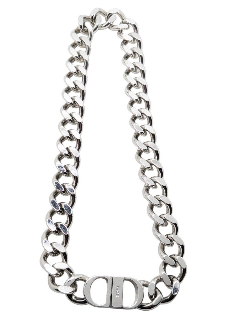 Christian Dior CD Icon Chain Link Necklace in Gold Tone