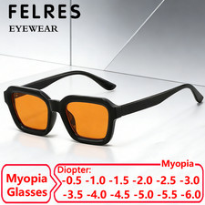 Square Tinted Myopia Nearsighted Glasses For Men Women Outdoor Shade Sunglasses