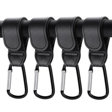 4Pcs Stroller Hooks Non-Slip Premium Adjustable Carabiner Clips Universal Fit