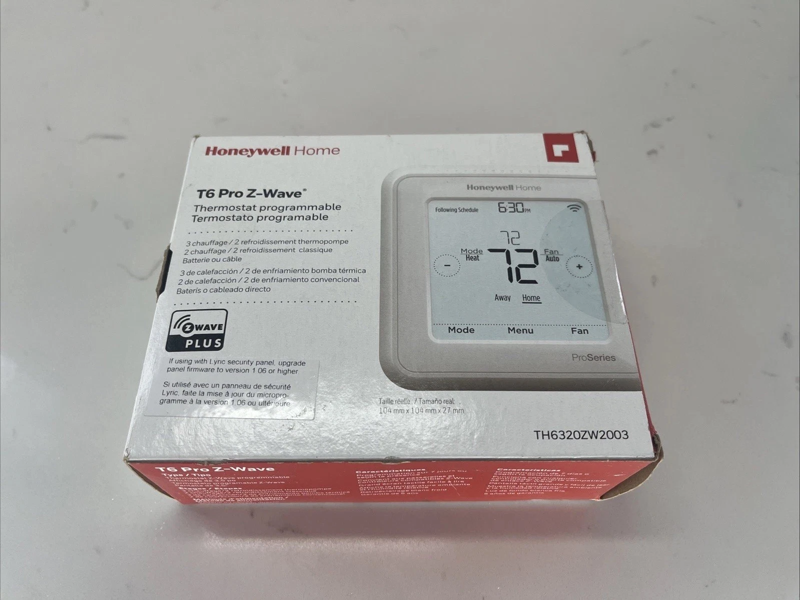 Honeywell T6 Pro Z-Wave SmartStart Programmable Thermostat (TH6320ZW2007)