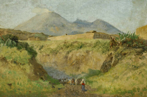 Johann Heinrich Limpert 1858-1938 Ölgemälde antik Vesuv Vulkan mit Landschaft - Bild 4 von 6
