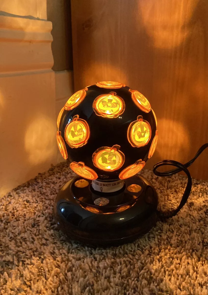 Halloween Party Disco Ball Light Spinning Pumpkins Glow Rotating 4” Dome  Groovy