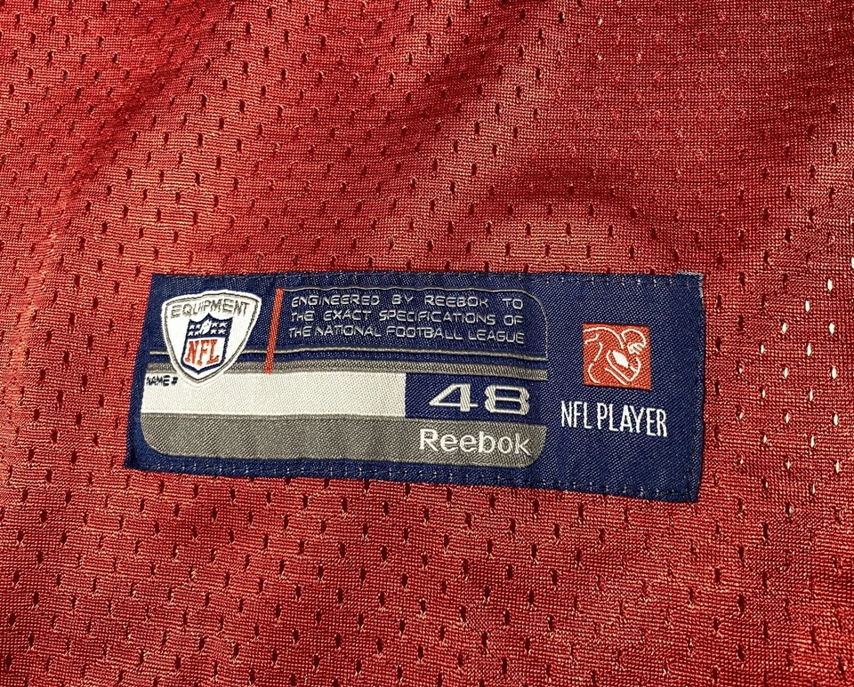 Camiseta Aaron Hernández Para Hombre Grande 48 Roja Reebok #81 Cosida NFL Auténtica Foto 3 de 4